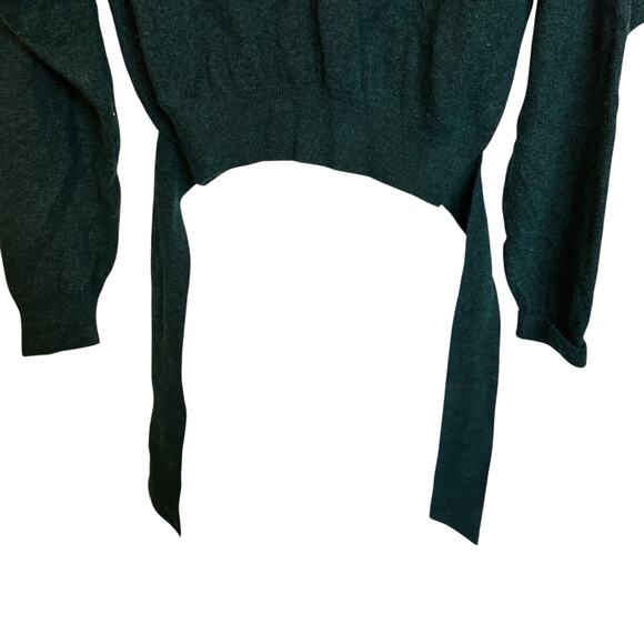 Aritzia Wilfred Lorin Sweater Knit Wool-Cashmere Turtleneck Tie Emerald Green M - Picture 7 of 9